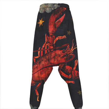 Watercolor Cancer Zodiac Sign Print Hammer Pants