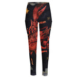 Watercolor Cancer Zodiac Sign Print High-Waisted Pocket Leggings