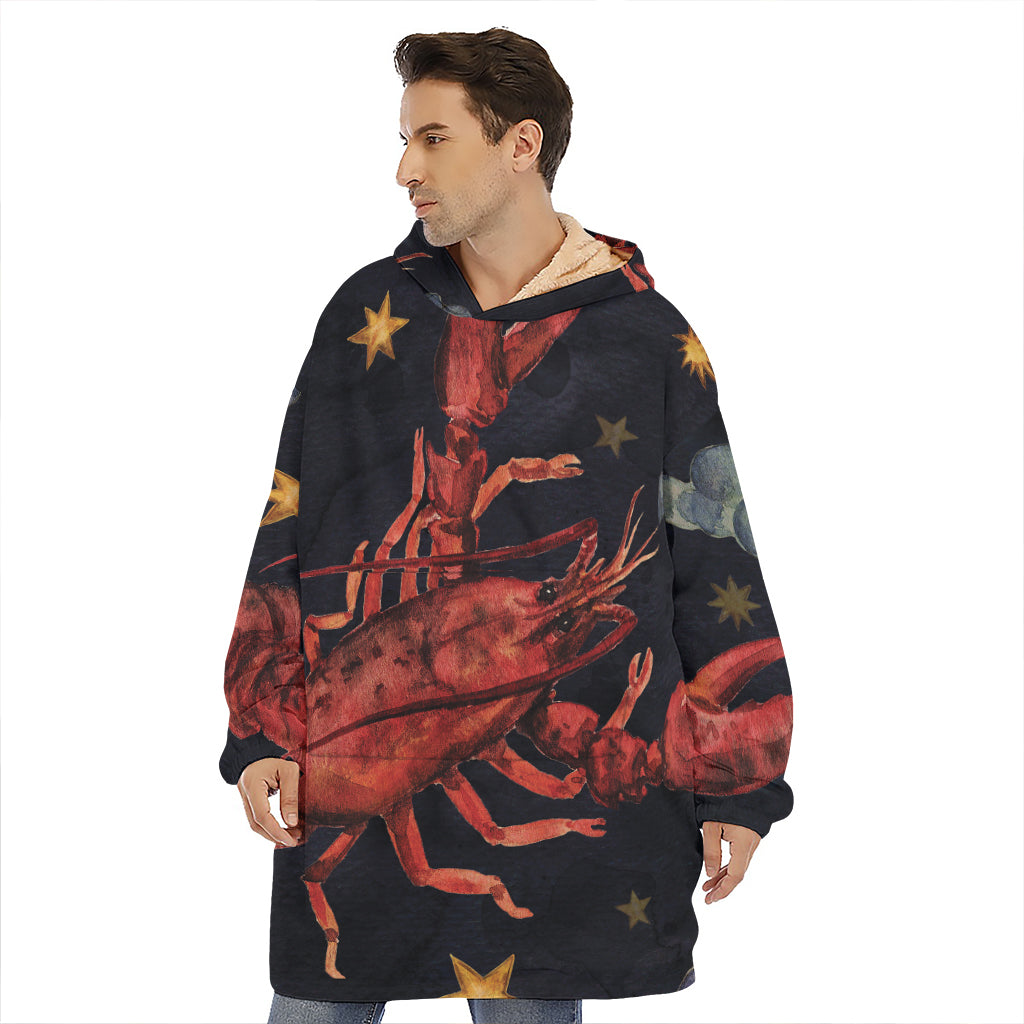 Watercolor Cancer Zodiac Sign Print Hoodie Blanket