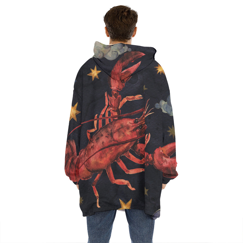 Watercolor Cancer Zodiac Sign Print Hoodie Blanket