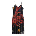 Watercolor Cancer Zodiac Sign Print Jersey Midi Cami Dress