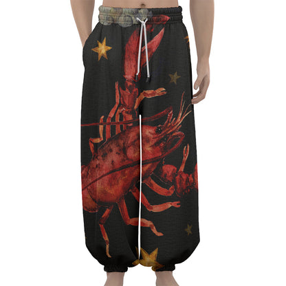 Watercolor Cancer Zodiac Sign Print Lantern Pants