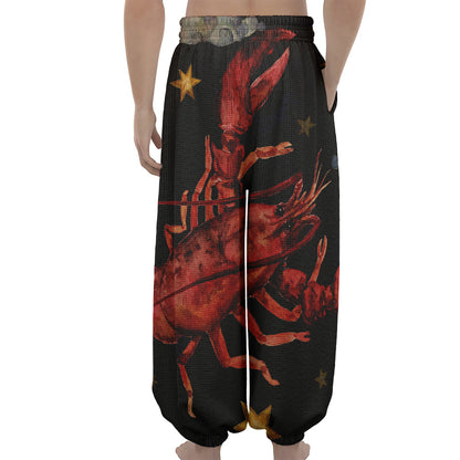 Watercolor Cancer Zodiac Sign Print Lantern Pants