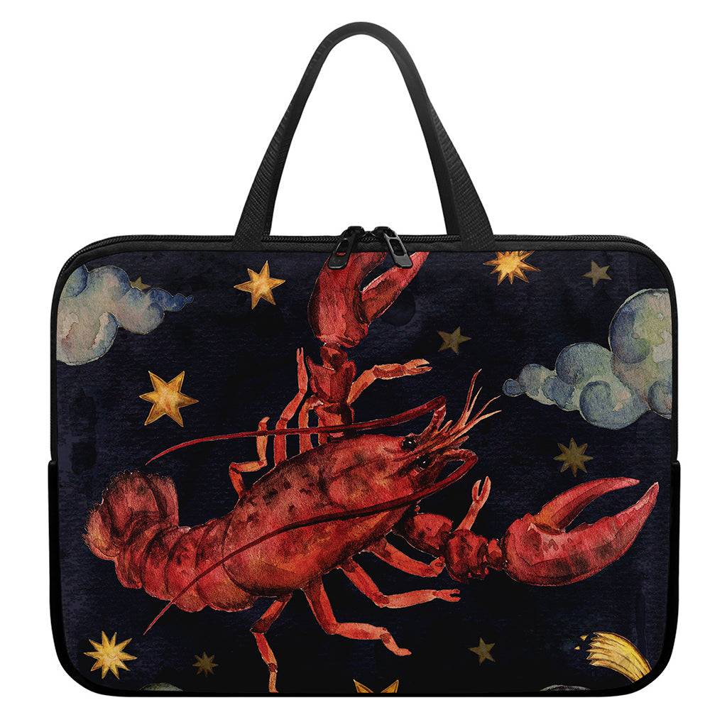 Watercolor Cancer Zodiac Sign Print Laptop Sleeve With Handle
