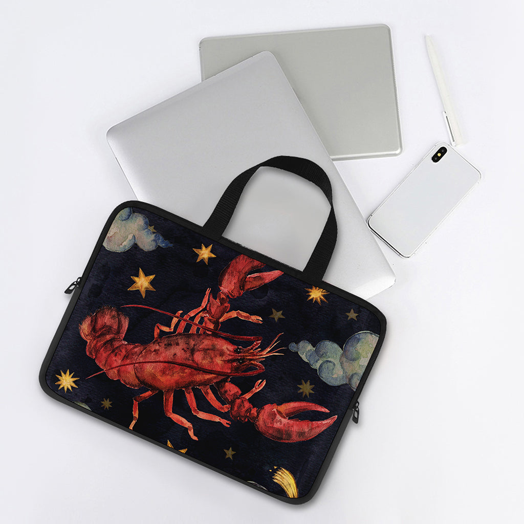 Watercolor Cancer Zodiac Sign Print Laptop Sleeve With Handle