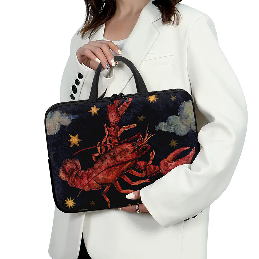 Watercolor Cancer Zodiac Sign Print Laptop Sleeve With Handle