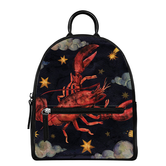 Watercolor Cancer Zodiac Sign Print Leather Backpack
