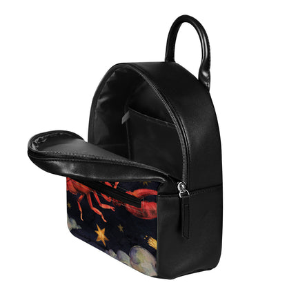 Watercolor Cancer Zodiac Sign Print Leather Backpack