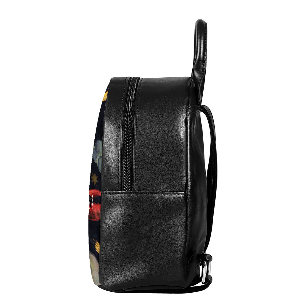 Watercolor Cancer Zodiac Sign Print Leather Backpack