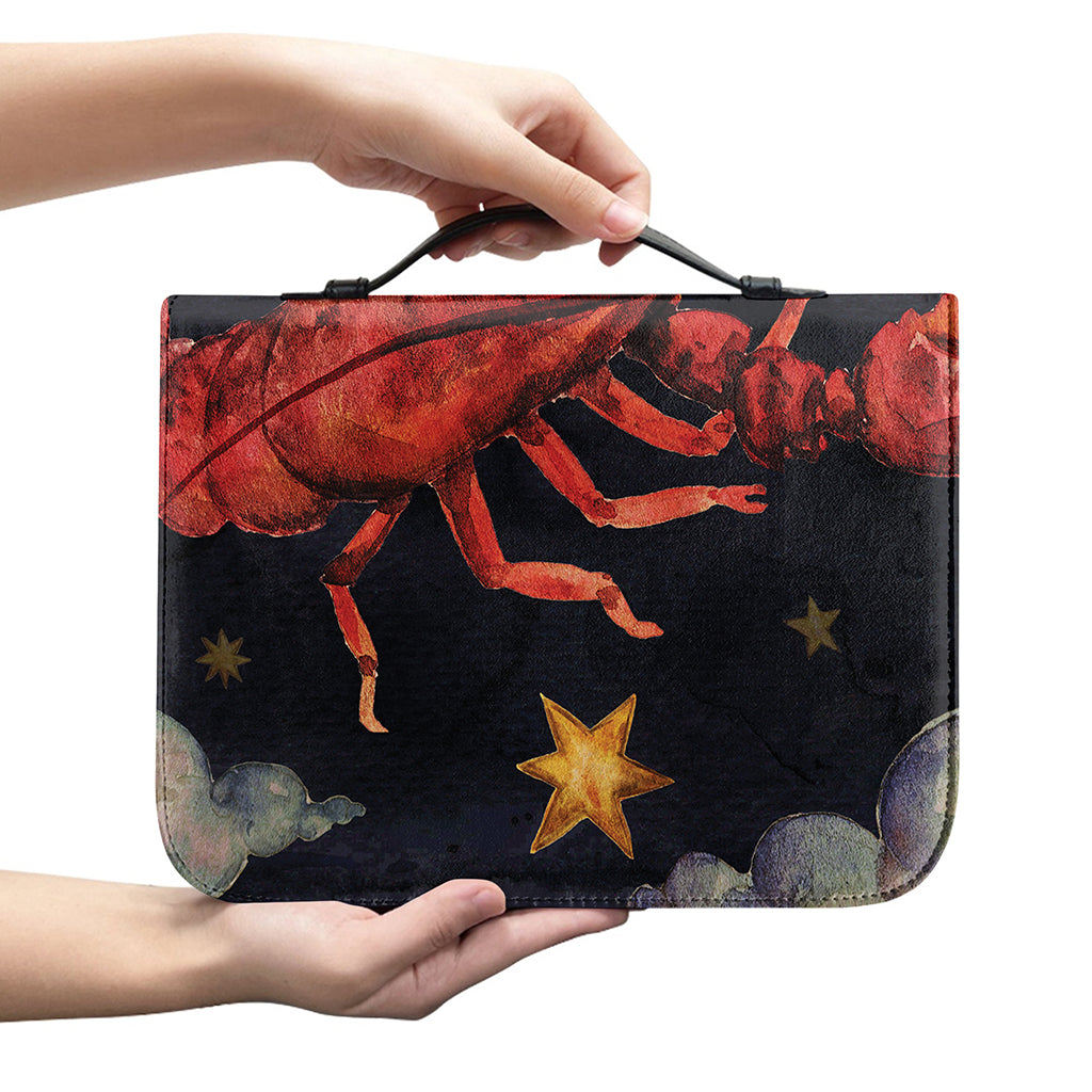 Watercolor Cancer Zodiac Sign Print Leather Bible Cover