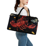Watercolor Cancer Zodiac Sign Print Leather Duffle Bag