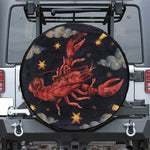Watercolor Cancer Zodiac Sign Print Leather Spare Tire Cover