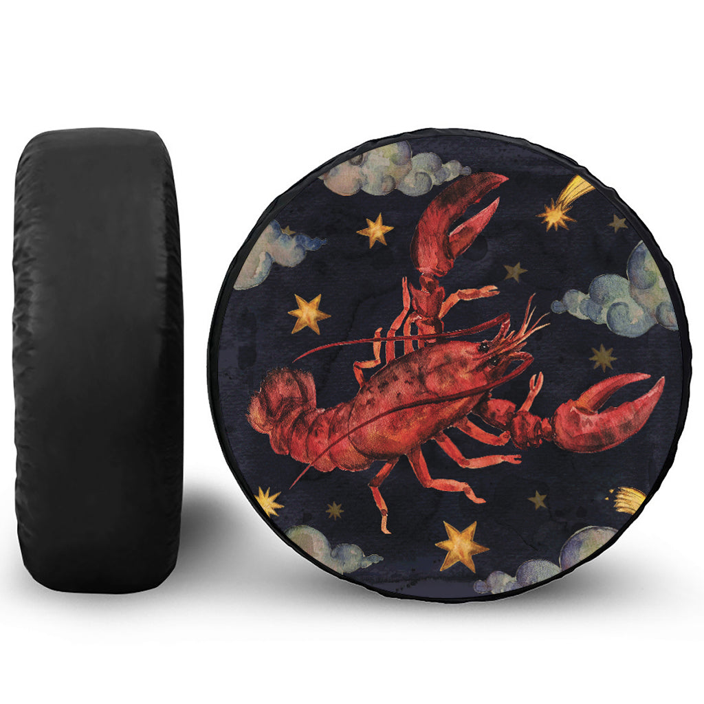 Watercolor Cancer Zodiac Sign Print Leather Spare Tire Cover