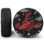 Watercolor Cancer Zodiac Sign Print Leather Spare Tire Cover