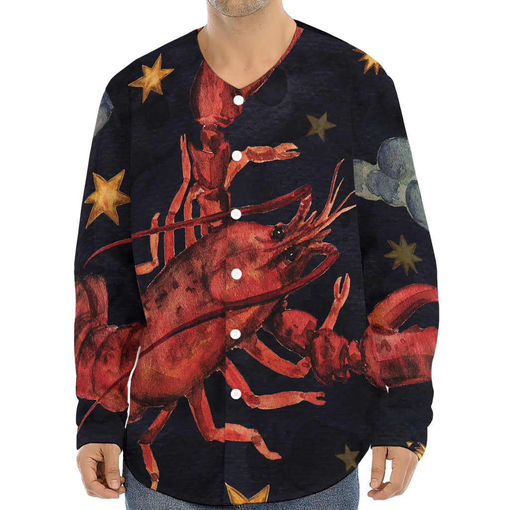 Watercolor Cancer Zodiac Sign Print Long Sleeve Baseball Jersey