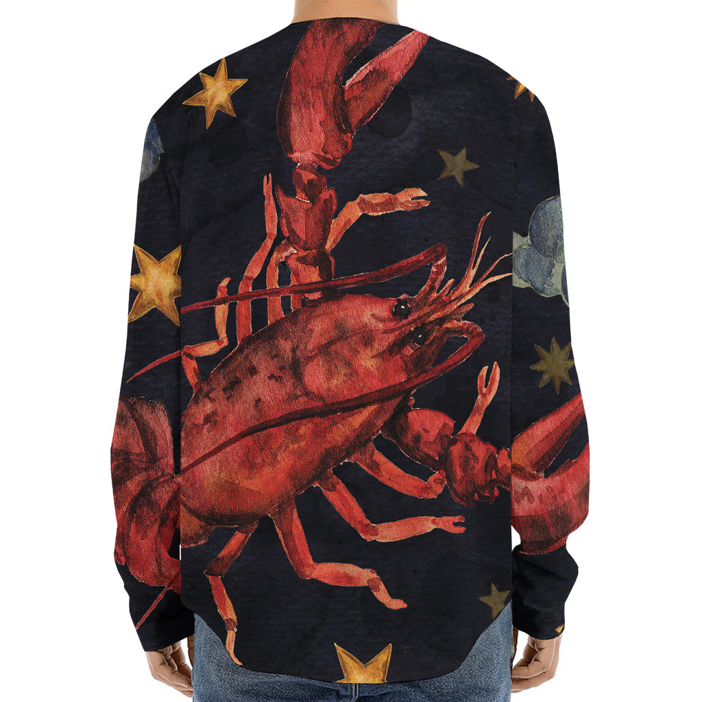 Watercolor Cancer Zodiac Sign Print Long Sleeve Baseball Jersey