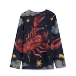 Watercolor Cancer Zodiac Sign Print Long Sleeve Short Coat