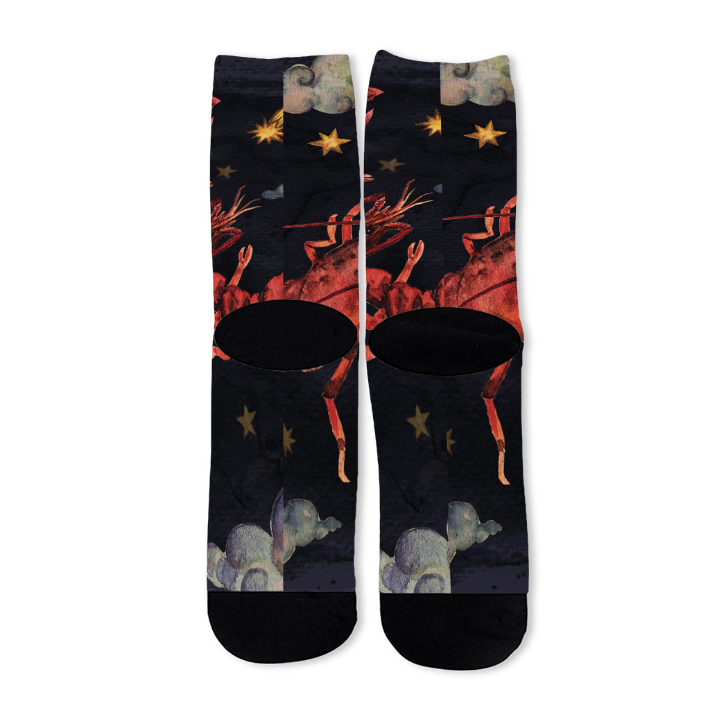 Watercolor Cancer Zodiac Sign Print Long Socks