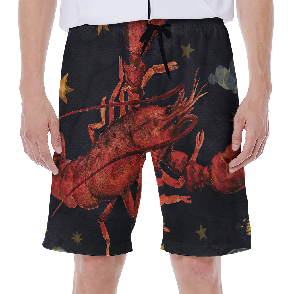 Watercolor Cancer Zodiac Sign Print Men's Beach Shorts