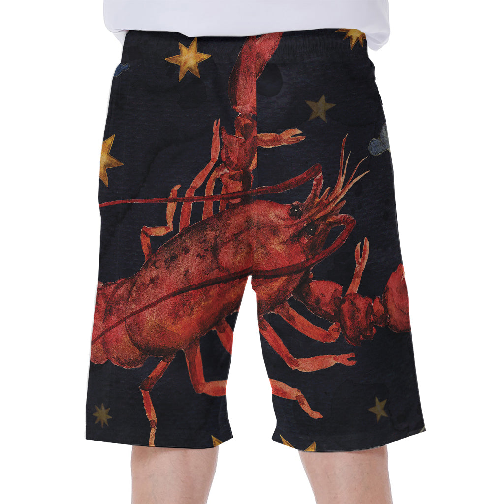 Watercolor Cancer Zodiac Sign Print Men's Beach Shorts