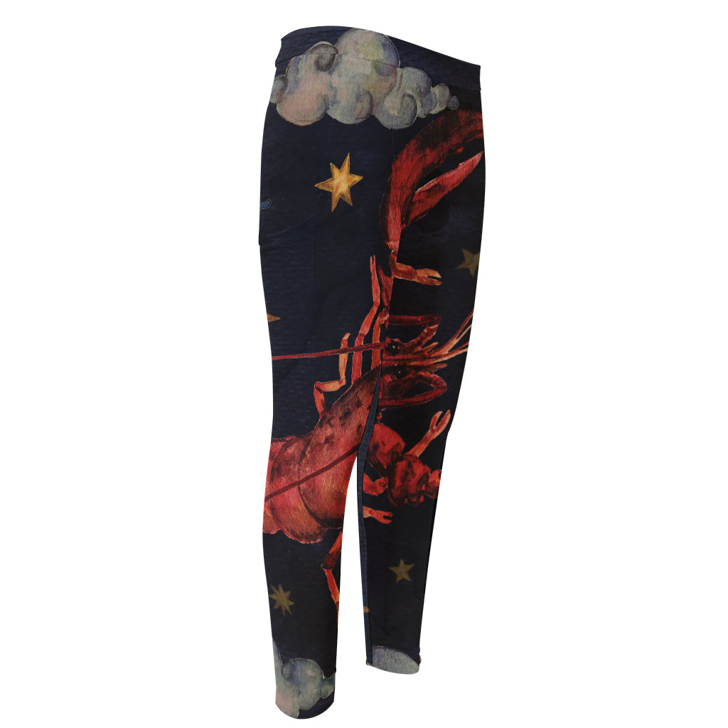 Watercolor Cancer Zodiac Sign Print Men's Compression Pants