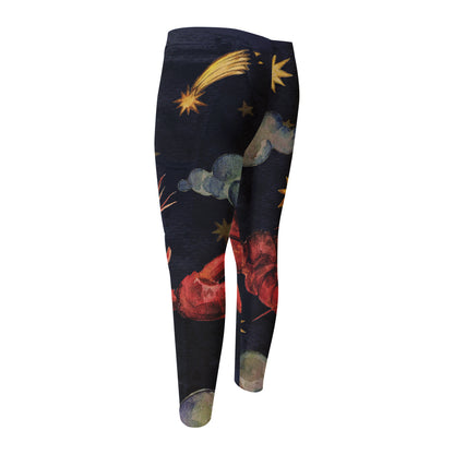 Watercolor Cancer Zodiac Sign Print Men's Compression Pants