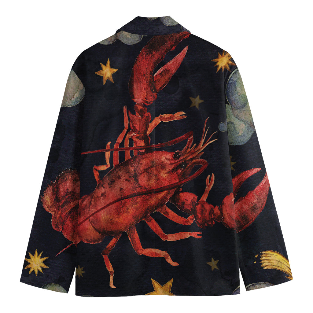 Watercolor Cancer Zodiac Sign Print Men's Cotton Blazer