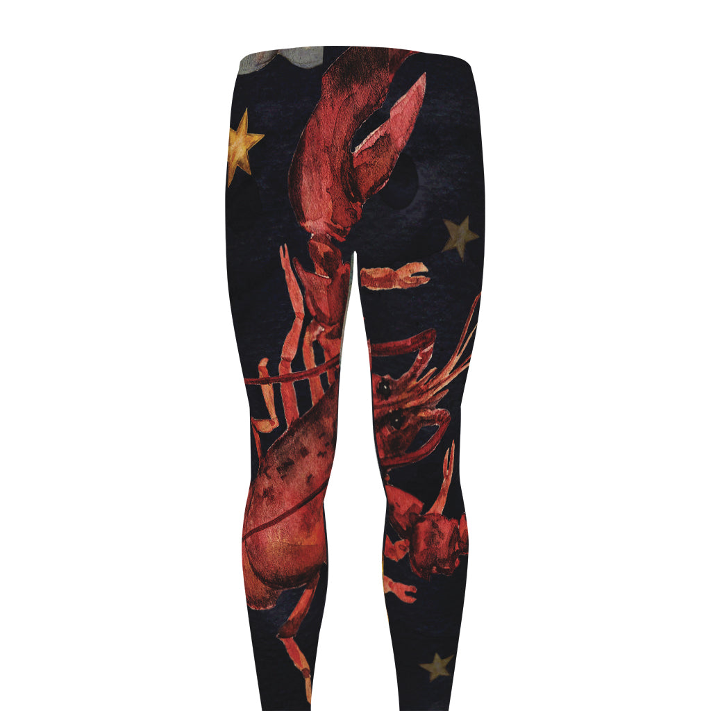Watercolor Cancer Zodiac Sign Print Men's leggings