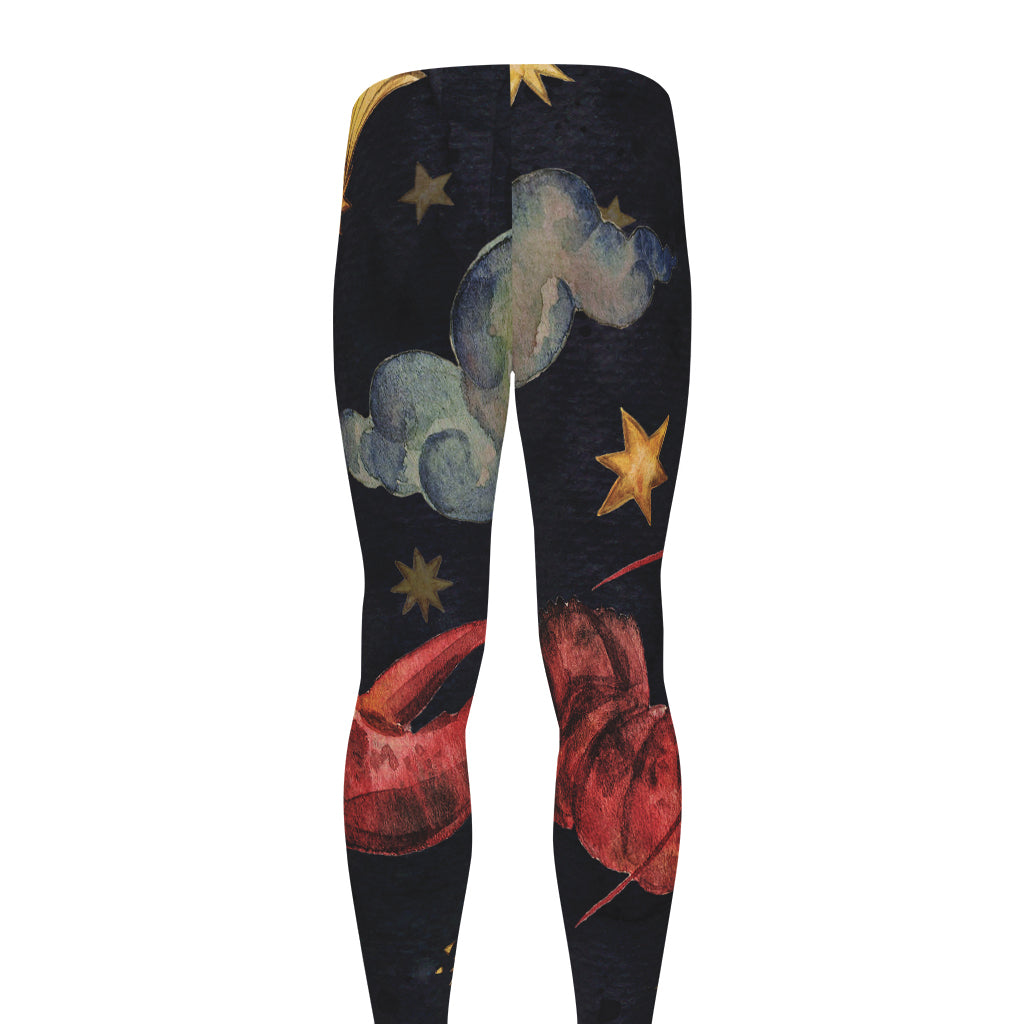 Watercolor Cancer Zodiac Sign Print Men's leggings