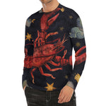 Watercolor Cancer Zodiac Sign Print Men's Long Sleeve Rash Guard