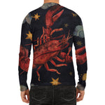 Watercolor Cancer Zodiac Sign Print Men's Long Sleeve Rash Guard