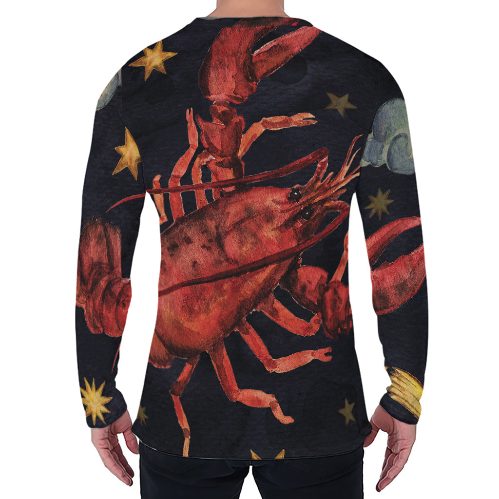 Watercolor Cancer Zodiac Sign Print Men's Long Sleeve T-Shirt