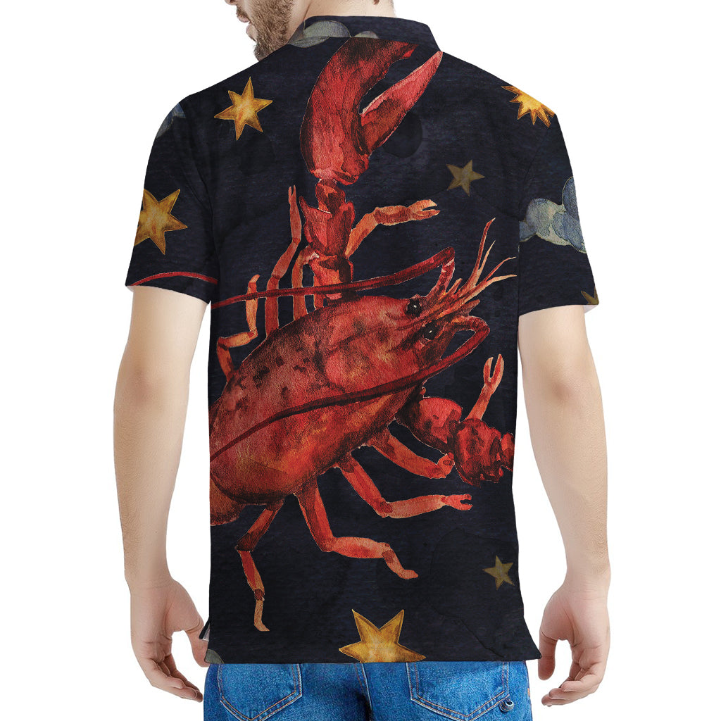 Watercolor Cancer Zodiac Sign Print Men's Polo Shirt