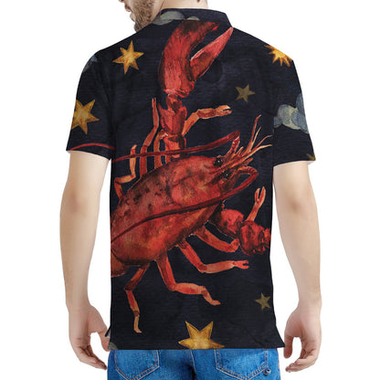 Watercolor Cancer Zodiac Sign Print Men's Polo Shirt