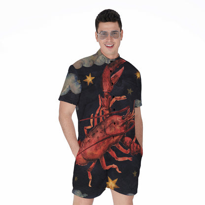 Watercolor Cancer Zodiac Sign Print Men's Rompers