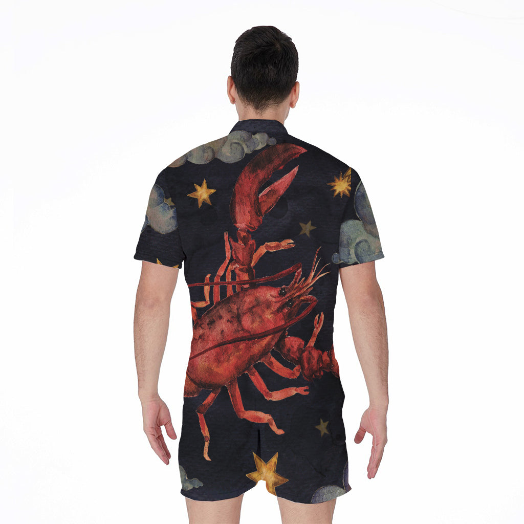 Watercolor Cancer Zodiac Sign Print Men's Rompers