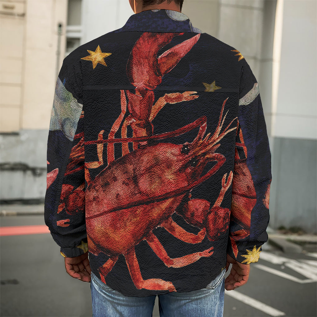 Watercolor Cancer Zodiac Sign Print Men's Shirt Jacket