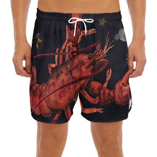 Watercolor Cancer Zodiac Sign Print Men's Split Running Shorts