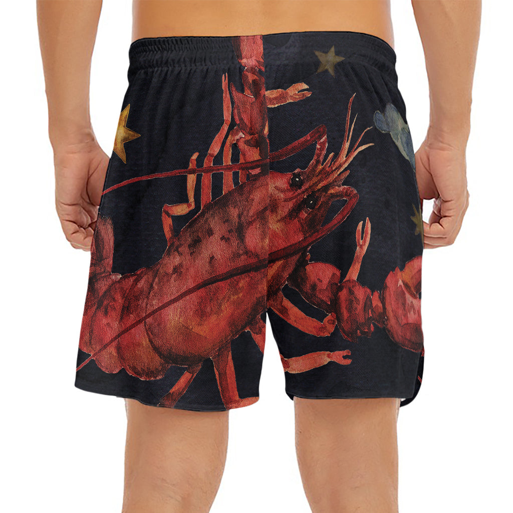 Watercolor Cancer Zodiac Sign Print Men's Split Running Shorts