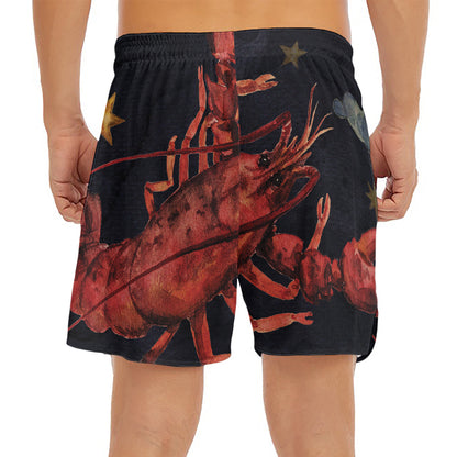 Watercolor Cancer Zodiac Sign Print Men's Split Running Shorts