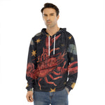 Watercolor Cancer Zodiac Sign Print Men's Velvet Pullover Hoodie