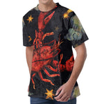 Watercolor Cancer Zodiac Sign Print Men's Velvet T-Shirt