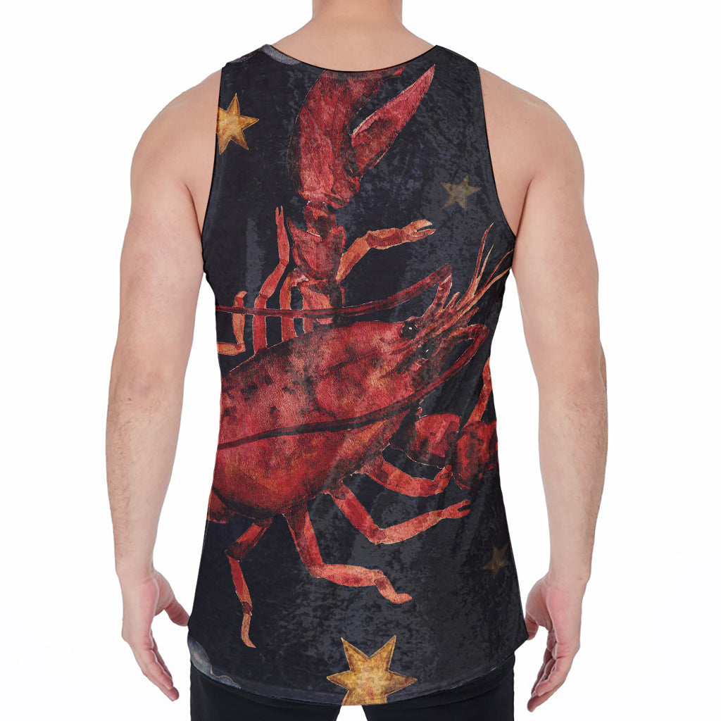 Watercolor Cancer Zodiac Sign Print Men's Velvet Tank Top