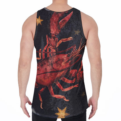 Watercolor Cancer Zodiac Sign Print Men's Velvet Tank Top