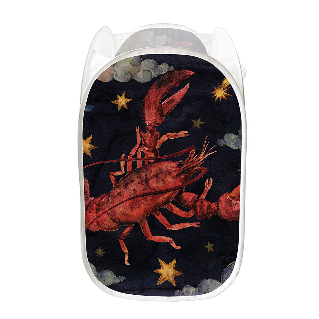 Watercolor Cancer Zodiac Sign Print Mesh Laundry Hamper