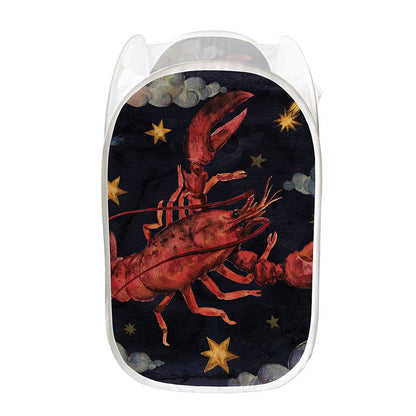 Watercolor Cancer Zodiac Sign Print Mesh Laundry Hamper