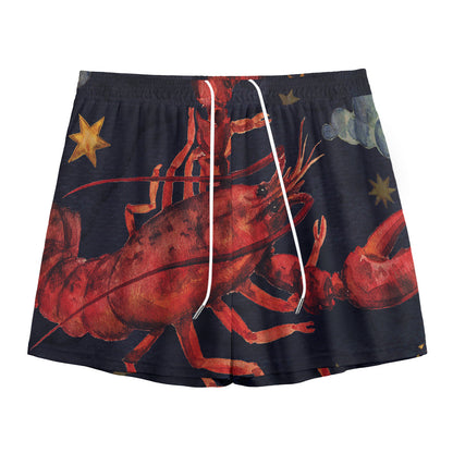 Watercolor Cancer Zodiac Sign Print Mesh Shorts