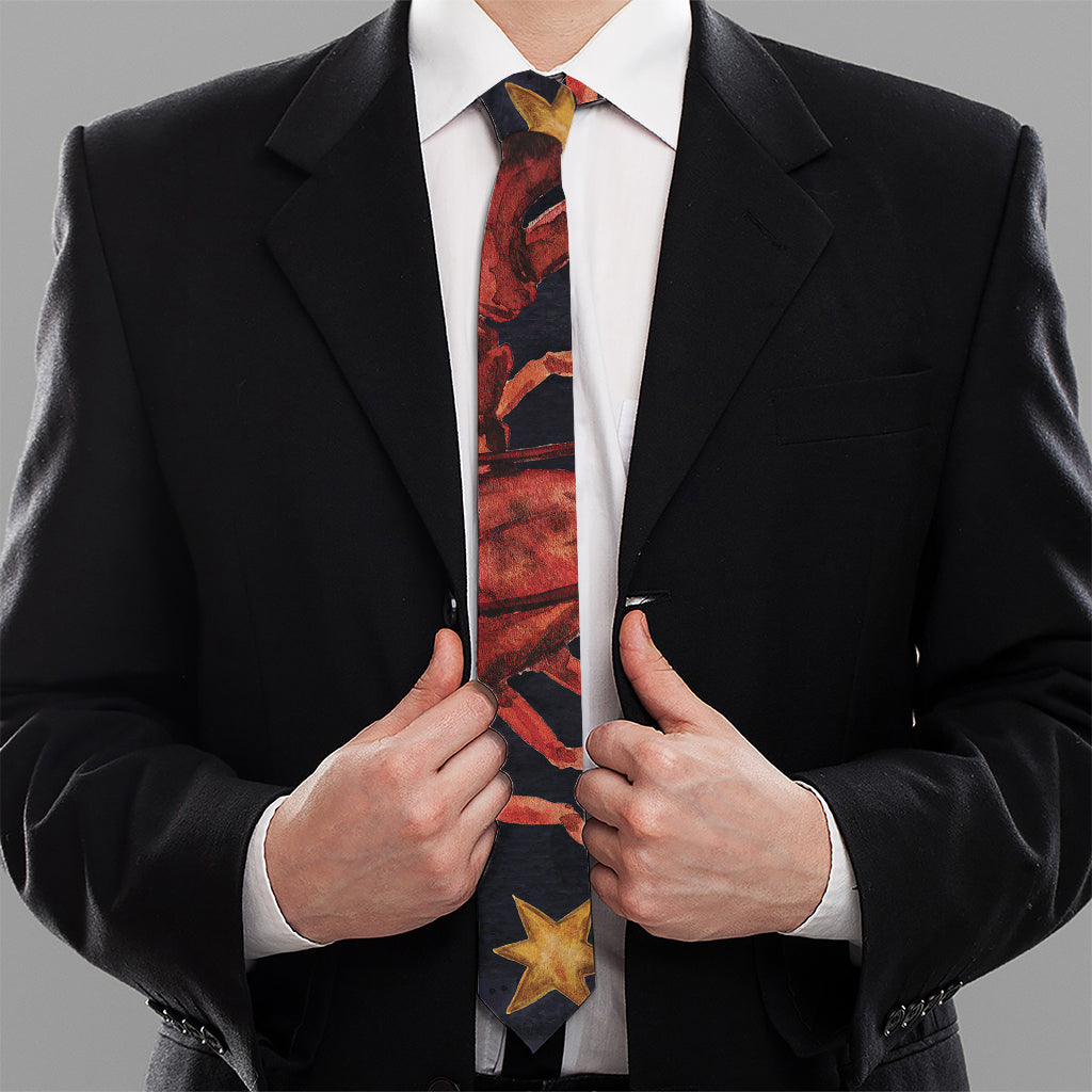 Watercolor Cancer Zodiac Sign Print Necktie