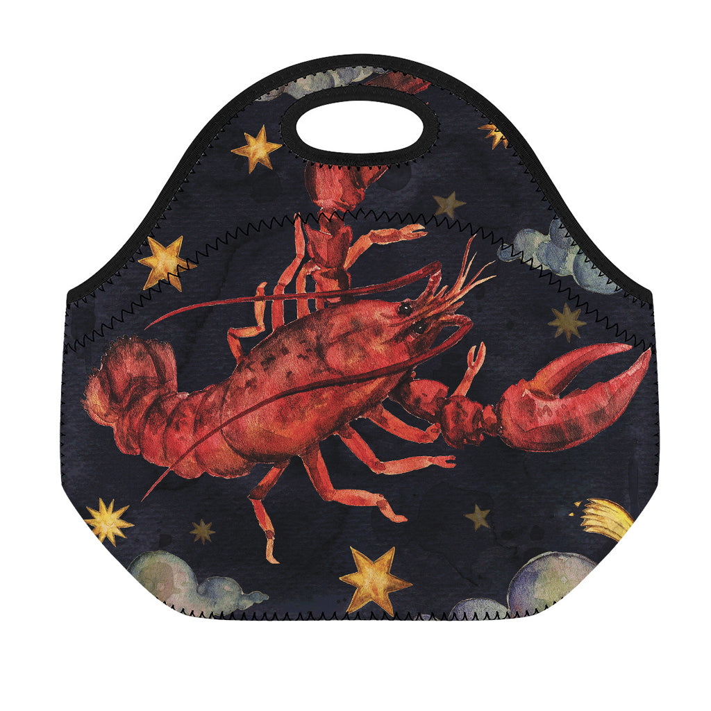 Watercolor Cancer Zodiac Sign Print Neoprene Lunch Bag