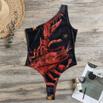 Watercolor Cancer Zodiac Sign Print One Shoulder Bodysuit